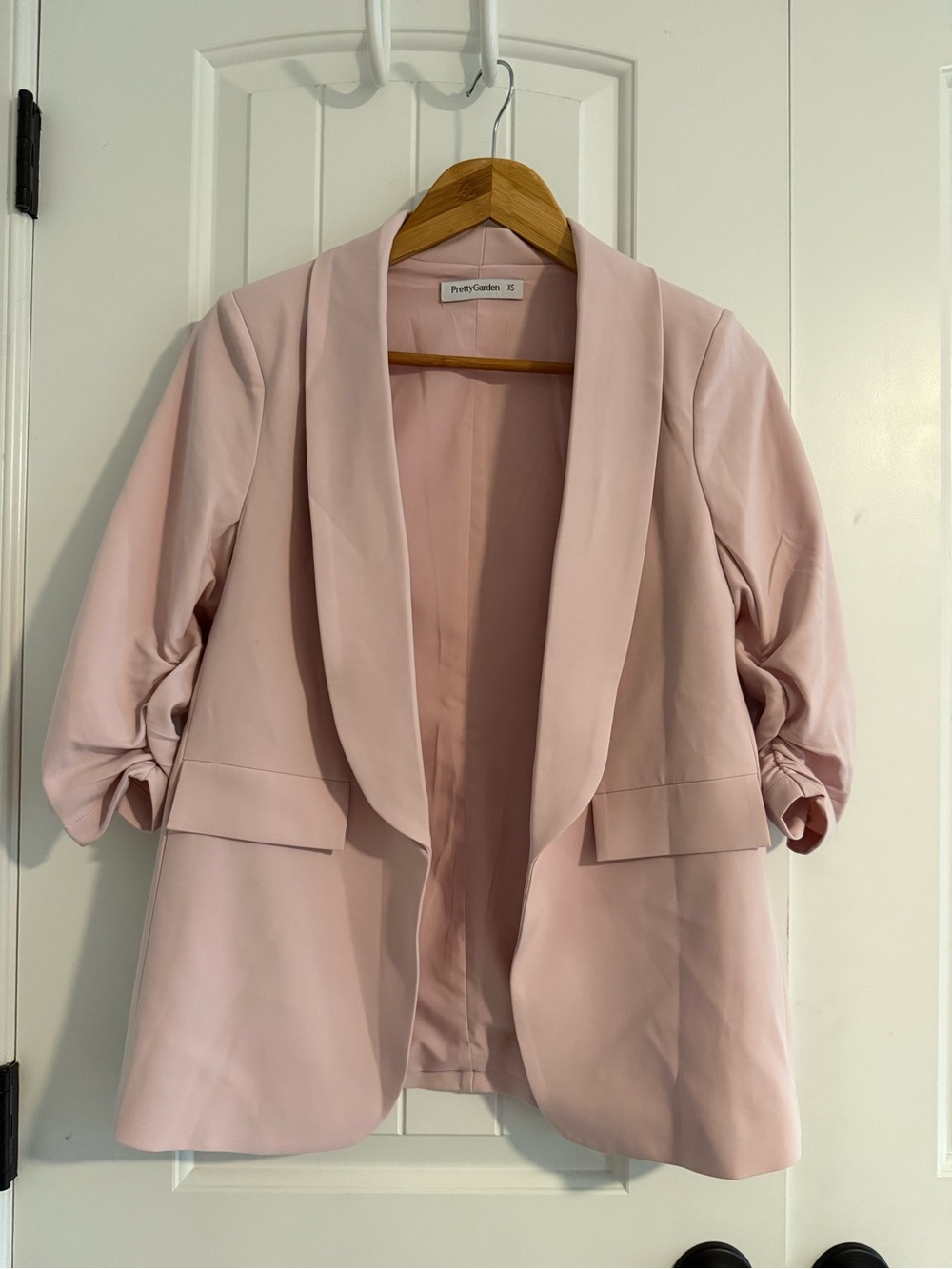 PrettyGarden Blush Pink Draped Shawl Collar Blazer
